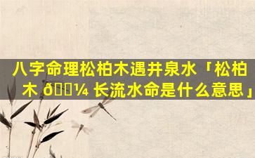 八字命理松柏木遇井泉水「松柏木 🐼 长流水命是什么意思」